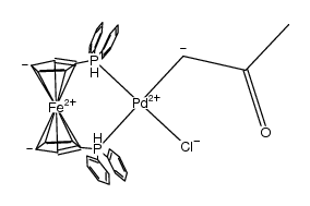 [Pd(acetonyl)Cl(bis(diphenylphosphino)ferrocene)] Structure