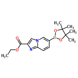 Ethyl 6-(4,4,5,5-tetramethyl-1,3,2-dioxaborolan-2-yl)imidazo[1,2-a]pyridine-2-carboxylate structure