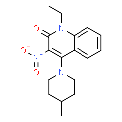 1-ethyl-4-(4-methylpiperidin-1-yl)-3-nitroquinolin-2(1H)-one结构式