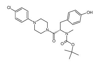 1-[(S)-N-tert-butyloxycarbonyl-N-methyltyrosyl]-4-(4-chlorophenyl)piperazine结构式