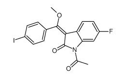 1-acetyl-3-[1-methoxy-1-(4-iodophenyl)methylene]-6-fluoro-2-indolinone结构式