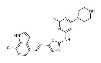 (E)-5-(2-(7-CHLORO-1H-INDOL-4-YL)VINYL)-N-(2-METHYL-6-(PIPERAZIN-1-YL)PYRIMIDIN-4-YL)THIAZOL-2-AMINE结构式