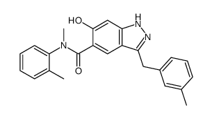 5-[N-(2-methylphenyl)-N-methylaminocarbonyl]-3-(3-methylbenzyl)-6-hydroxy-1H-indazole结构式