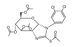 (3aS)-6t,7c-diacetoxy-5c-acetoxymethyl-2-acetylsulfanyl-3-(3,4-dichloro-phenyl)-(3ar,7ac)-3,3a,5,6,7,7a-hexahydro-pyrano[2,3-d]imidazole结构式