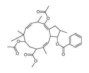 methyl (1S,2S,3aE,5S,6E,9R,11R,12E)-4,9-diacetyloxy-1-benzoyloxy-2,5,8,8,12-pentamethyl-1,2,3,5,9,10,11,13a-octahydrocyclopenta[12]annulene-11-carboxylate Structure