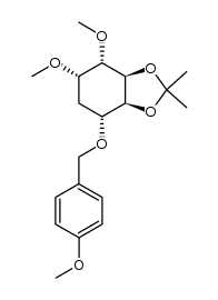 1D-(1,2,5/3,4)-3,4-O-isopropylidene-5-O-(p-methoxybenzyl)-1,2-di-O-methylcyclohexanepentaol结构式