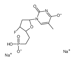 1-(2',3',5',6'-tetradeoxy-3'-fluoro-6'-phosphono-erythro-hexofuranosyl)thymine structure