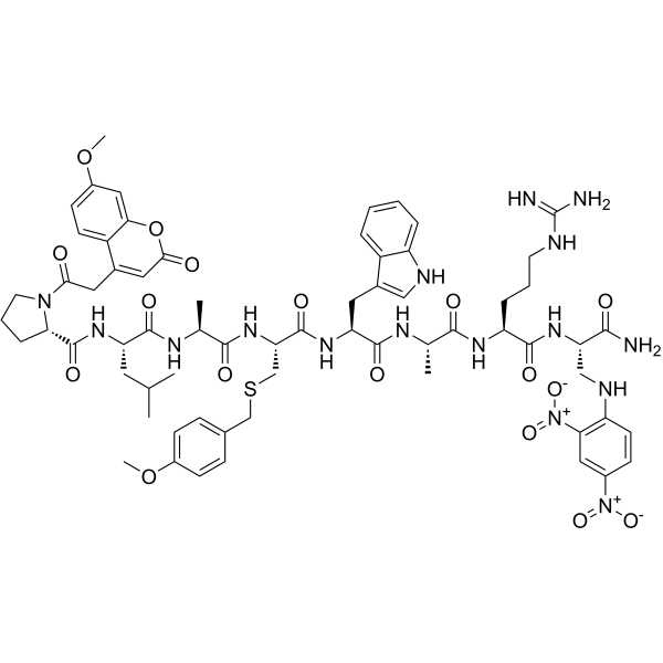 Mca-Pro-Leu-Ala-Cys(Mob)-Trp-Ala-Arg-Dap(Dnp)-NH2 trifluoroacetate salt图片