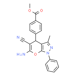 Methyl 4-(6-amino-5-cyano-3-methyl-1-phenyl-1,4-dihydropyrano[2,3-c]pyrazol-4-yl)benzoate结构式