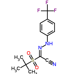 (2E)-[(2-Methyl-2-propanyl)sulfonyl]{[4-(trifluoromethyl)phenyl]hydrazono}acetonitrile Structure