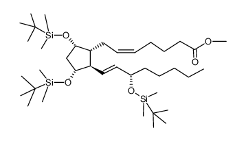 (Z)-7-{(1R,2R,3R,5S)-3-(tert-Butyldimethylsilanyloxy)-2-[(S)-(E)-3-(tert-butyl-dimethylsilanyloxy)oct-1-enyl]-5-[(dimethylethyl)dimethylsilanyloxy]-cyclopentyl}hept-5-enoic acid methyl ester Structure