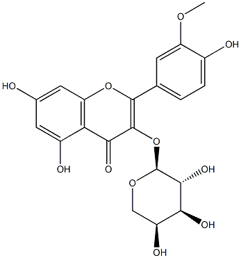 2-(4-Hydroxy-3-methoxyphenyl)-3-(α-L-arabinopyranosyloxy)-5,7-dihydroxy-4H-1-benzopyran-4-one Structure