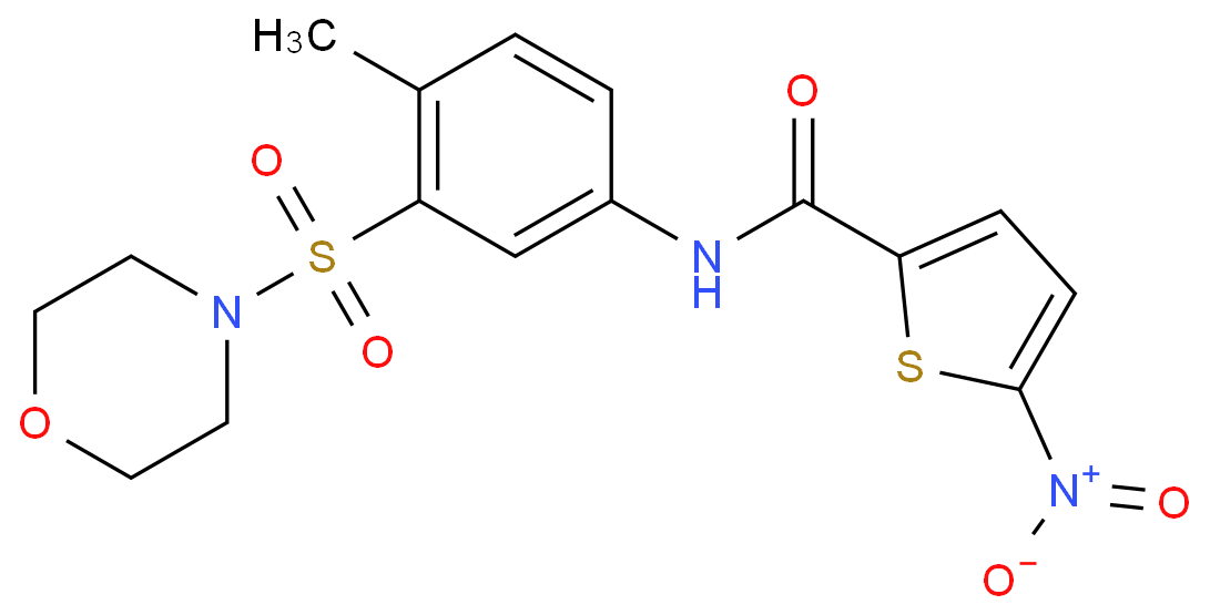 N-[4-methyl-3-(4-morpholinylsulfonyl)phenyl]-5-nitro-2-thiophenecarboxamide结构式