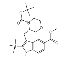 methyl 3-{[(3S)-4-(tert-butoxycarbonyl)morpholin-3-yl]methyl}-2-(trimethylsilyl)-1H-indole-5-carboxylate结构式