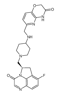 (R)-7-fluoro-5-[(4-{[(3-oxo-3,4-dihydro-2H-pyrido[3,2-b][1,4]oxazin-6-yl)methyl]amino}-1-piperidinyl)methyl]-5,6-dihydro-3H-pyrrolo[1,2,3-de]quinoxalin-3-one Structure