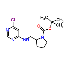 2-Methyl-2-propanyl 2-{[(6-chloro-4-pyrimidinyl)amino]methyl}-1-pyrrolidinecarboxylate结构式