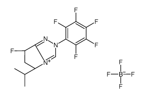 (5R,7R)-7-Fluoro-5-isopropyl-2-(perfluorophenyl)-6,7-dihydro-5H-pyrrolo[2,1-c][1,2,4]triazol-2-ium tetrafluoroborate structure