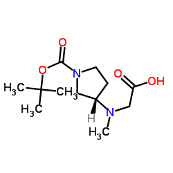 N-Methyl-N-[(3S)-1-{[(2-methyl-2-propanyl)oxy]carbonyl}-3-pyrrolidinyl]glycine Structure