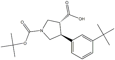 Boc-(+/-)-trans-4-(3-tert-butyl-phenyl)-pyrrolidine-3-carboxylic acid structure