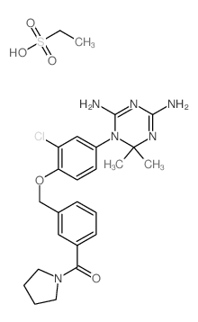 [3-[[2-chloro-4-(4,6-diamino-2,2-dimethyl-1,3,5-triazin-1-yl)phenoxy]methyl]phenyl]-pyrrolidin-1-yl-methanone; ethanesulfonic acid结构式