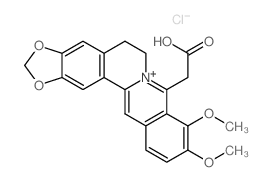 8-carboxymethyl-9,10-dimethoxy-5,6-dihydro-[1,3]dioxolo[4,5-g]isoquino[3,2-a]isoquinolinylium, chloride结构式