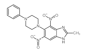 2-methyl-4,6-dinitro-5-(4-phenylpiperazin-1-yl)-1H-benzoimidazole structure