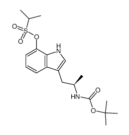 Propane-2-sulfonic acid 3-((R)-2-tert-butoxycarbonylamino-propyl)-1H-indol-7-yl ester结构式