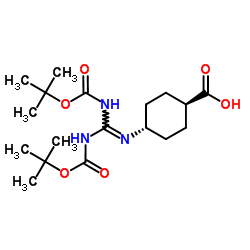 trans-4-[(2,2,10,10-Tetramethyl-4,8-dioxo-3,9-dioxa-5,7-diazaundecan-6-ylidene)amino]cyclohexanecarboxylic acid结构式