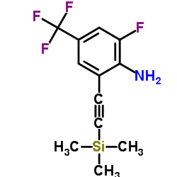 2-Fluoro-4-(trifluoromethyl)-6-[(trimethylsilyl)ethynyl]aniline结构式