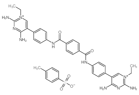 5,5′-(TEREPHTHALOYLBIS(IMINO-p-PHENYL-ENE))BIS(2,4-DIAMINO-1-ETHYLPYRIMIDIN-IUM)-DI-p-TOLUENESULFONATE structure