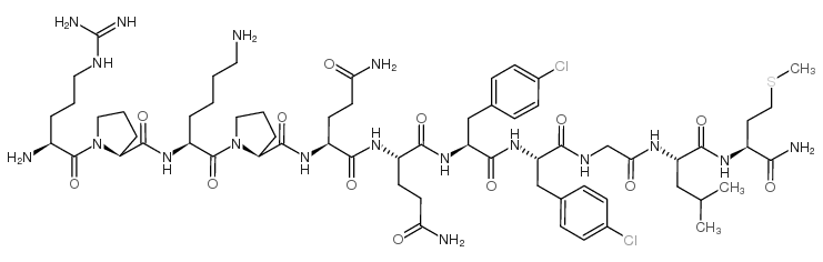 arg-pro-lys-pro-gln-gln-p-chloro-phe-p-chloro-phe-gly-leu-met-nh2结构式