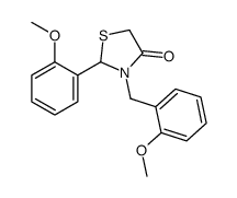 2-(2-methoxyphenyl)-3-[(2-methoxyphenyl)methyl]-1,3-thiazolidin-4-one结构式