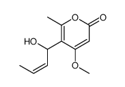 2H-Pyran-2-one, 5-(1-hydroxy-2-butenyl)-4-methoxy-6-methyl-, (E)-(+)- structure