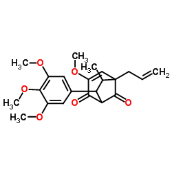 [1S-(6-ENDO,7-EXO)]-3-甲氧基-6-甲基-5-(2-丙烯基)-7-(3,4,5-三甲氧基苯基)二环[3.2.1]辛-3-烯-2,8-二酮结构式