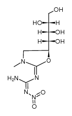 1-((S)-3-methyl-5-((1S,2S,3R)-1,2,3,4-tetrahydroxybutyl)oxazolidin-2-ylidene)-2-nitroguanidine结构式