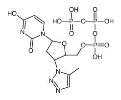 [[(2S,3S,5R)-5-(2,4-dioxopyrimidin-1-yl)-3-(5-methyltriazol-1-yl)oxolan-2-yl]methoxy-hydroxyphosphoryl] phosphono hydrogen phosphate结构式