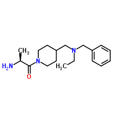 (2S)-2-Amino-1-(4-{[benzyl(ethyl)amino]methyl}-1-piperidinyl)-1-propanone结构式