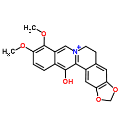 Benzo[g]-1,3-benzodioxolo[5,6-a]quinolizinium,5,6-dihydro-13-hydroxy-9,10-dimethoxy-结构式