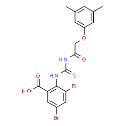 3,5-DIBROMO-2-[[[[(3,5-DIMETHYLPHENOXY)ACETYL]AMINO]THIOXOMETHYL]AMINO]-BENZOIC ACID结构式