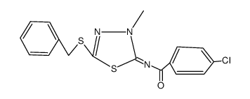 N-(5-benzylsulfanyl-3-methyl-3H-[1,3,4]thiadiazol-2-ylidene)-4-chloro-benzamide Structure