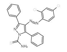 4-(2,4-dichlorophenyl)diazenyl-3,5-diphenyl-pyrazole-1-carbothioamide structure