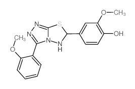2-methoxy-4-(3-(2-methoxyphenyl)-5,6-dihydro[1,2,4]triazolo[3,4-b][1,3,4]thiadiazol-6-yl)phenol (en)Phenol, 4-[5,6-dihydro-3-(2-methoxyphenyl)-1,2,4-triazolo[3,4-b][1,3,4]thiadiazol-6-yl]-2-methoxy- (en) Structure
