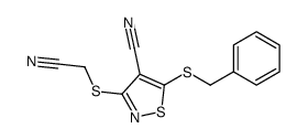 5-benzylsulfanyl-3-(cyanomethylsulfanyl)-1,2-thiazole-4-carbonitrile结构式