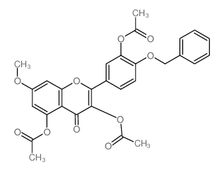 3-(acetyloxy)-2-(3-(acetyloxy)-4-(benzyloxy)phenyl)-7-methoxy-4-oxo-4H-chromen-5-yl acetate (en)4H-1-Benzopyran-4-one, 3,5-bis(acetyloxy)-2-[3-(acetyloxy)-4-(phenylmethoxy)phenyl]-7-methoxy- (en) Structure