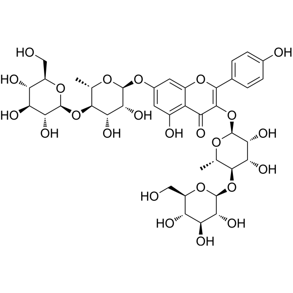 Kaempferol 3,7-bis(α-L-rhamnose-D-glucose) structure