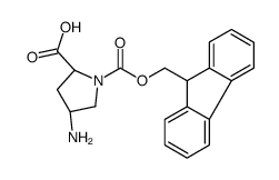 (2R,4S)-4-amino-1-(9H-fluoren-9-ylmethoxycarbonyl)pyrrolidine-2-carboxylic acid结构式