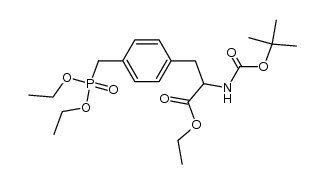 ethyl (N-tert-butyloxycarbonyl)-(4-diethylphosphonomethyl)-D,L-phenylalaninate Structure