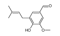 4-Hydroxy-3-methoxy-5-(3-methyl-2-buten-1-yl)benzaldehyde结构式