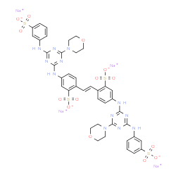 tetrasodium 4,4'-bis[[4-morpholino-6-[(3-sulphonatophenyl)amino]-1,3,5-triazin-2-yl]amino]stilbene-2,2'-disulphonate Structure