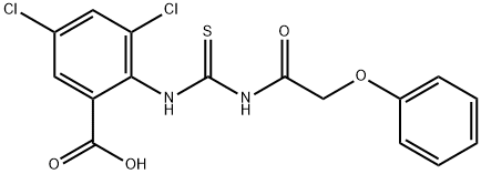 3,5-dichloro-2-[[[(phenoxyacetyl)amino]thioxomethyl]amino]-benzoic acid Structure